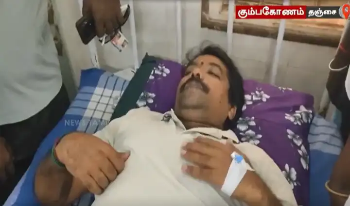 கும்பகோணத்தில் தாக்குதலுக்குள்ளான தவெக நிர்வாகி முருகானந்தம்