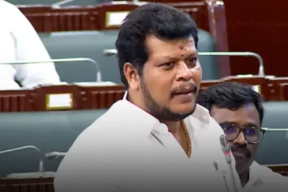 அமைச்சர் விஜய் பாலாஜி சட்டப்பேரவையில் உரையாற்றுகிறார்