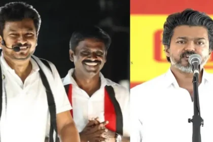 எதிர்க்கட்சித் தலைவர் உதயநிதி ஸ்டாலின் பிரசாரம் செய்யும் காட்சி