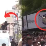 முதல்வர் விஜய் வாகனம் மூலம் சாலை வலம் வரும் காட்சி