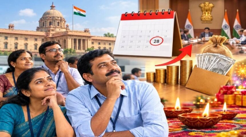 மத்திய அரசு ஊழியர்கள் அகவிலைப்படி உயர்வு குறித்த அறிவிப்பை எதிர்பார்க்கும் காட்சி