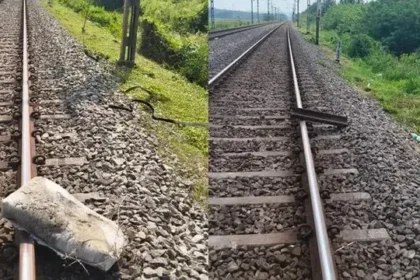 கேரளாவில் ரயில் தண்டவாளத்தில் கண்டெடுக்கப்பட்ட கற்கள் மற்றும் இரும்புத் துண்டுகள்