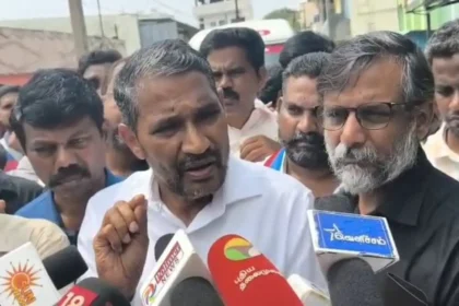 சமூக நீதித்துறை அமைச்சர் வன்னி அரசு மாணவர் அகிலன் உடலுக்கு அஞ்சலி செலுத்துதல்