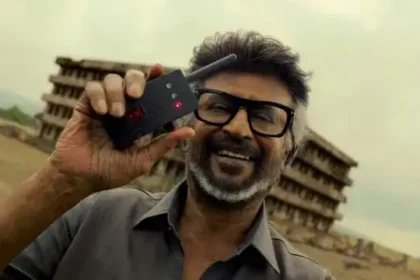 நடிகர் ரஜினிகாந்த் தொலைக்காட்சி நேர்காணல் அளிக்கும் காட்சி