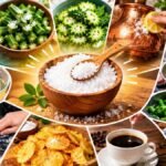 பல்வேறு வீட்டு உபயோகப் பொருட்களுடன் உப்பு
