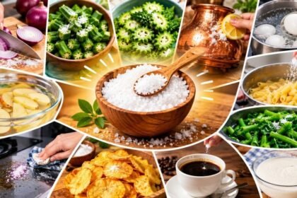 பல்வேறு வீட்டு உபயோகப் பொருட்களுடன் உப்பு