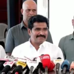 அமைச்சர் நிர்மல் குமார் செய்தியாளர்களிடம் பேசுகிறார்